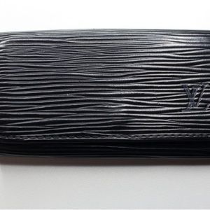LOUIS VUITTON Pochette Cles Epi Key Chain Purse Case M63805 Black Leather